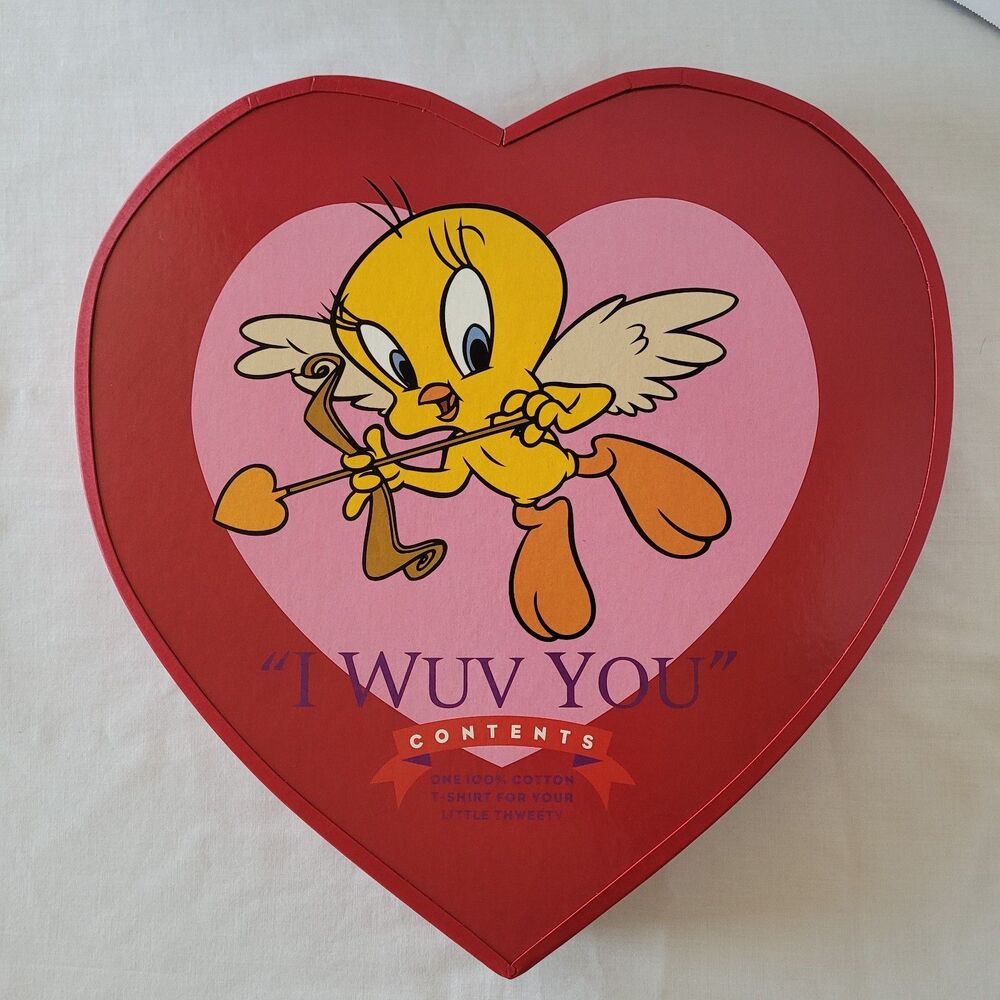 Vintage Tweety Bird Cupid Heart Box I Wuv You Looney Tunes Valentine Gift Decor